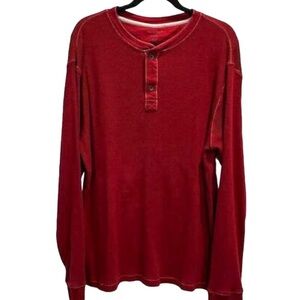 Natural Basix Men's XL Red Long Sleeve Henley Shirt Button-Up